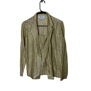 Teddi of California‎ Gold Metallic Blazer Dressy Blouse Vintage Size 14